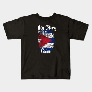 Cuba Flag Fingerprint My Story DNA Cuban Kids T-Shirt